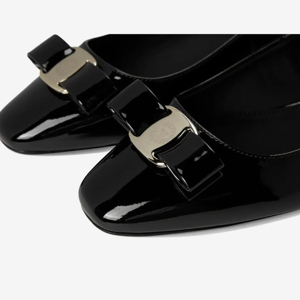 Anne Klein Glossy Black Heels with Silver Accent - Picture 6 of 12